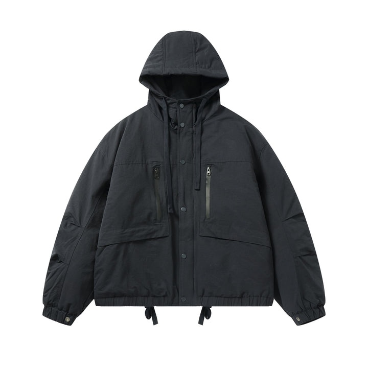 Men's technical hooded parka with water-repellent zippers, kangaroo pockets, and drawstring Mune Fashion