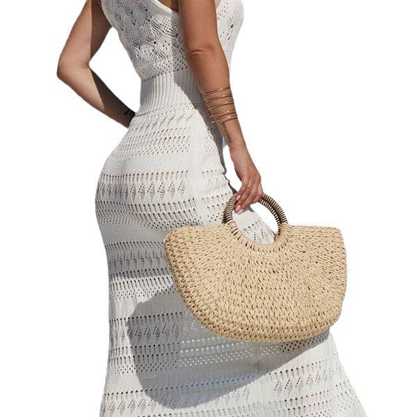 Women's Crochet Maxi Dress with Side Slit Mune Fashion