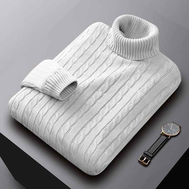 Men's chunky knitted turtleneck sweater with cable pattern and warming knit structure Mune Fashion