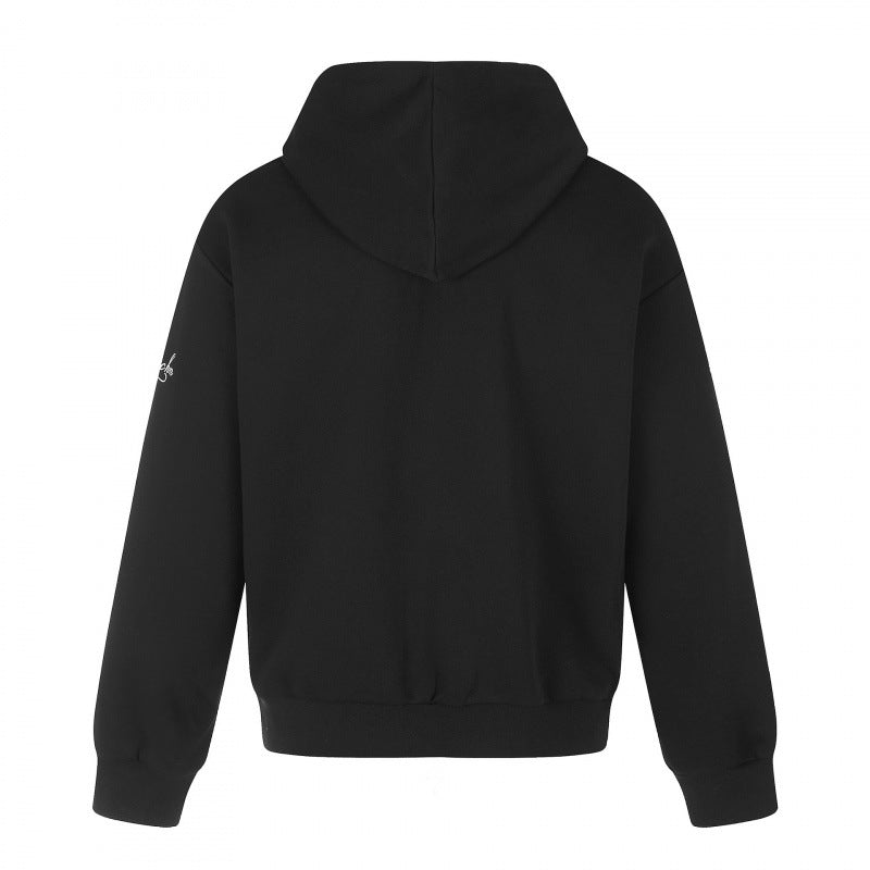 Unisex Zip-Up Hoodie in Military Look with Cord Embroidery and Cross Zipper Mune Fashion