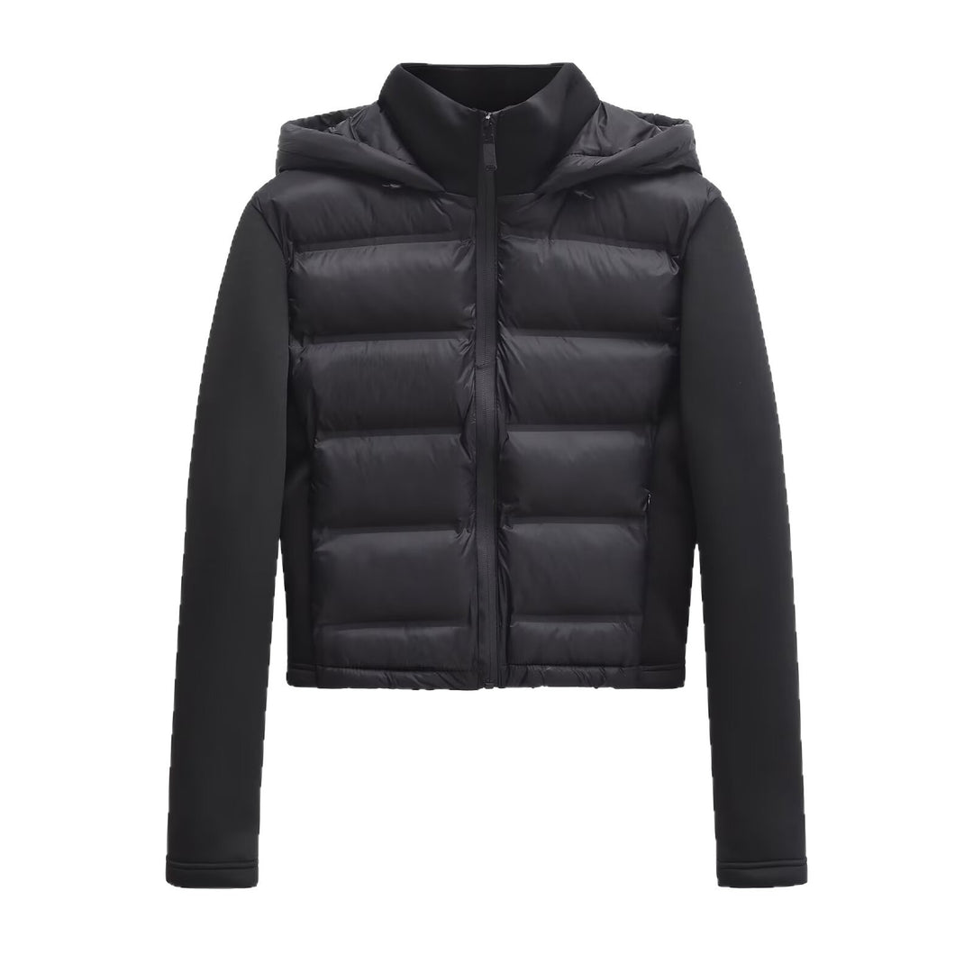 Women's Cropped Quilted Hybrid Padded Jacket with Hood Mune Fashion
