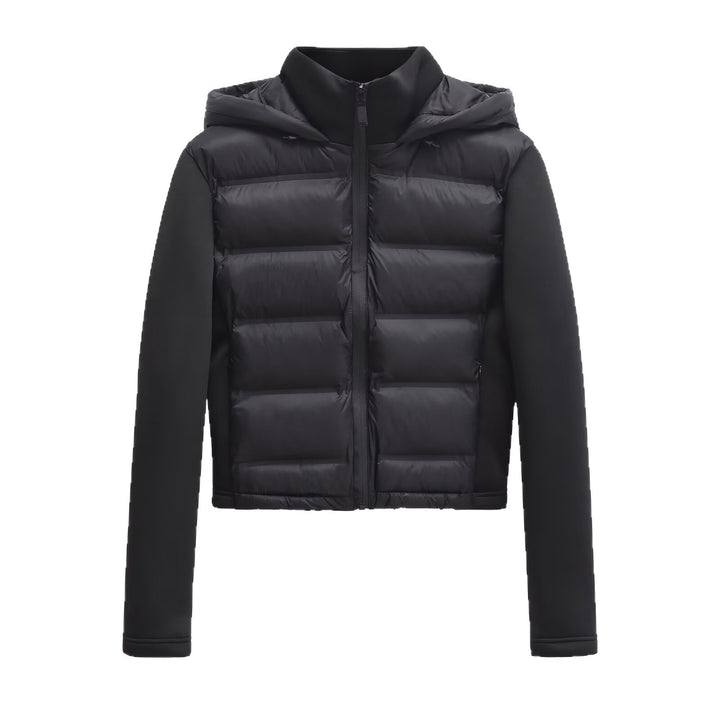 Women's Cropped Quilted Hybrid Padded Jacket with Hood Mune Fashion