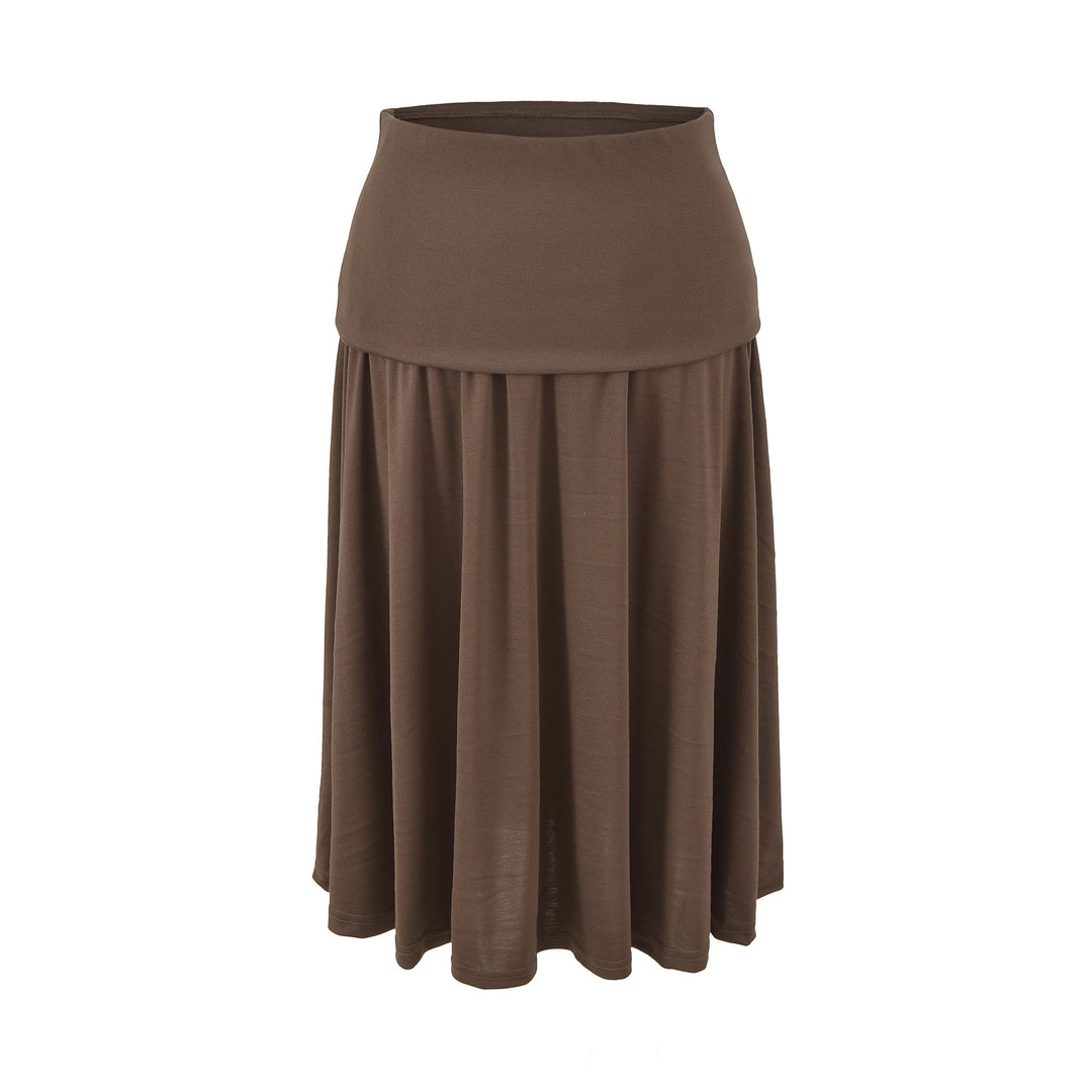 Women Long Jersey Maxi Skirt with Wide Hem and Gently Falling Pleats Mune Fashion