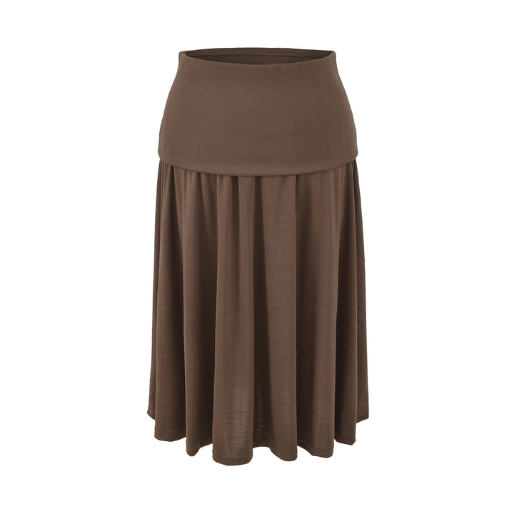 Women Long Jersey Maxi Skirt with Wide Hem and Gently Falling Pleats Mune Fashion