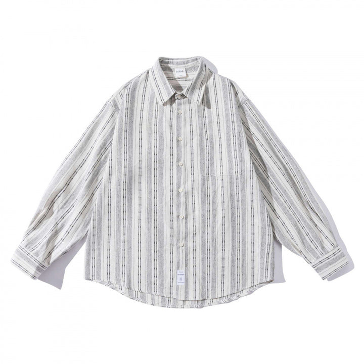 Men's oversized shirt in boxy cut with textured stripe pattern and rounded hem Mune Fashion