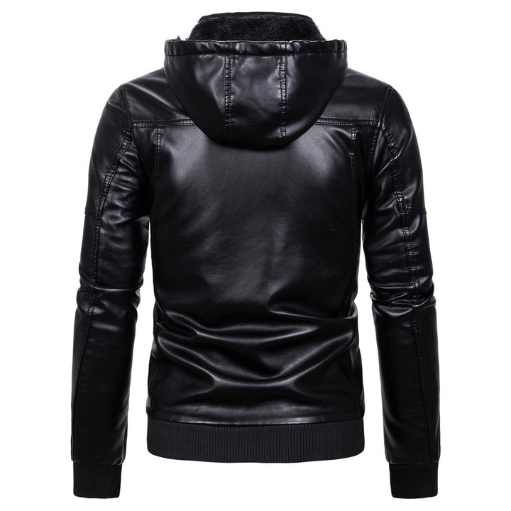 Men's vintage-inspired faux leather bomber jacket with teddy lining, stand collar, and chest pockets Mune Fashion