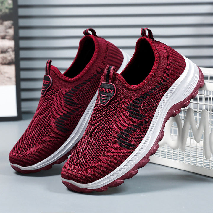 Women's light knitted slip-on comfort sneaker with elastic entry, breathable 3D knit, and cushioned EVA wedge sole Mune Fashion