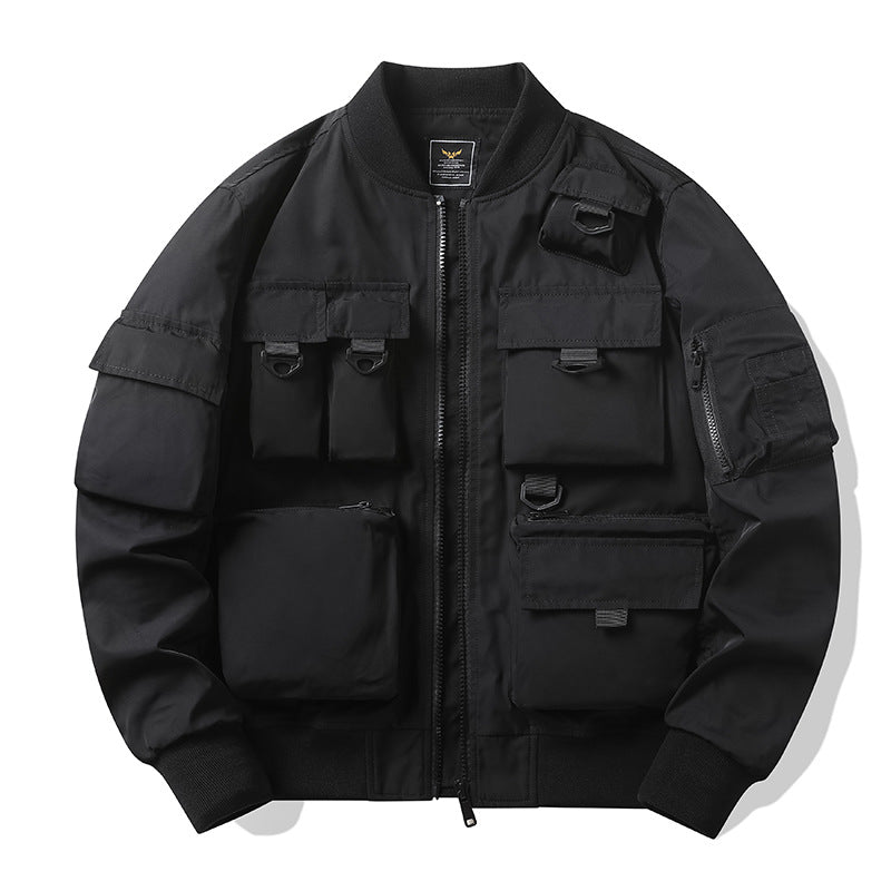 Men's Urban Utility Bomber with Modular Pockets and Zipper Front Mune Fashion