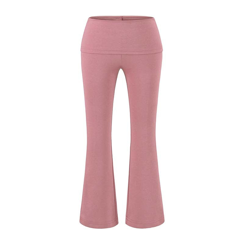Women's High Waist Flared Pants with Stretch Jersey Waistband Mune Fashion