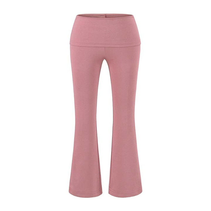 Women's High Waist Flared Pants with Stretch Jersey Waistband Mune Fashion