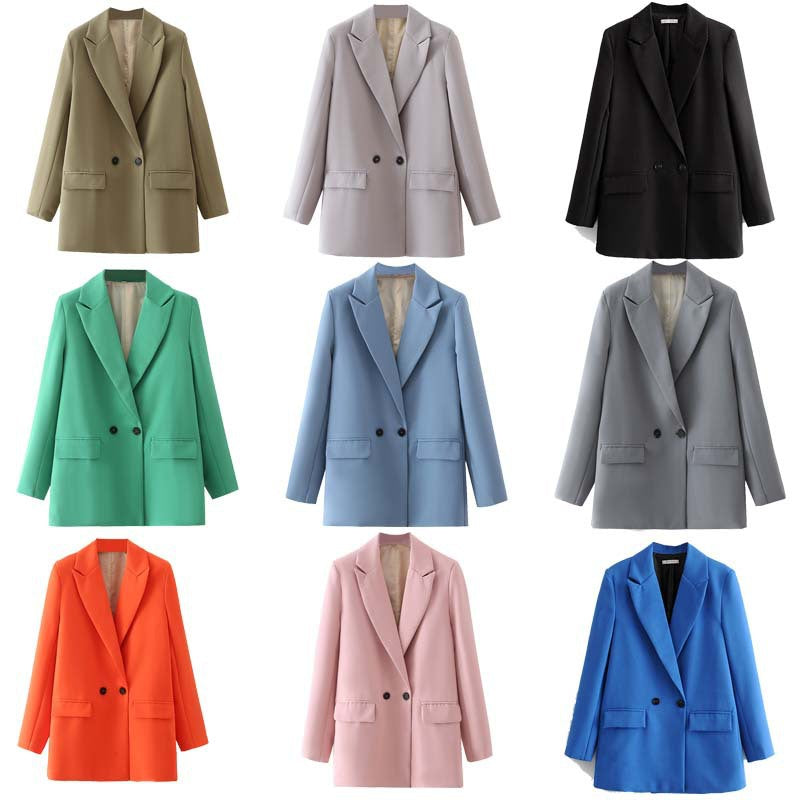 Women's Oversize Double-Breasted Blazer with Lapel and Soft Lining Mune Fashion