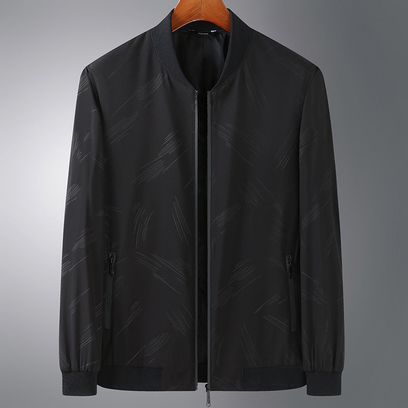 Men's Lightweight Bomber Jacket with subtle texture print, wind-resistant and zipper Mune Fashion