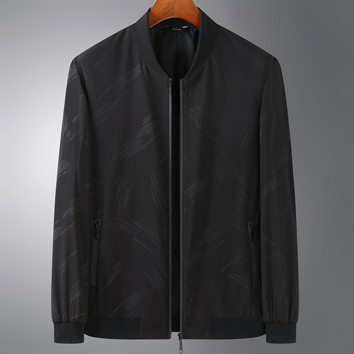 Men's Lightweight Bomber Jacket with subtle texture print, wind-resistant and zipper Mune Fashion