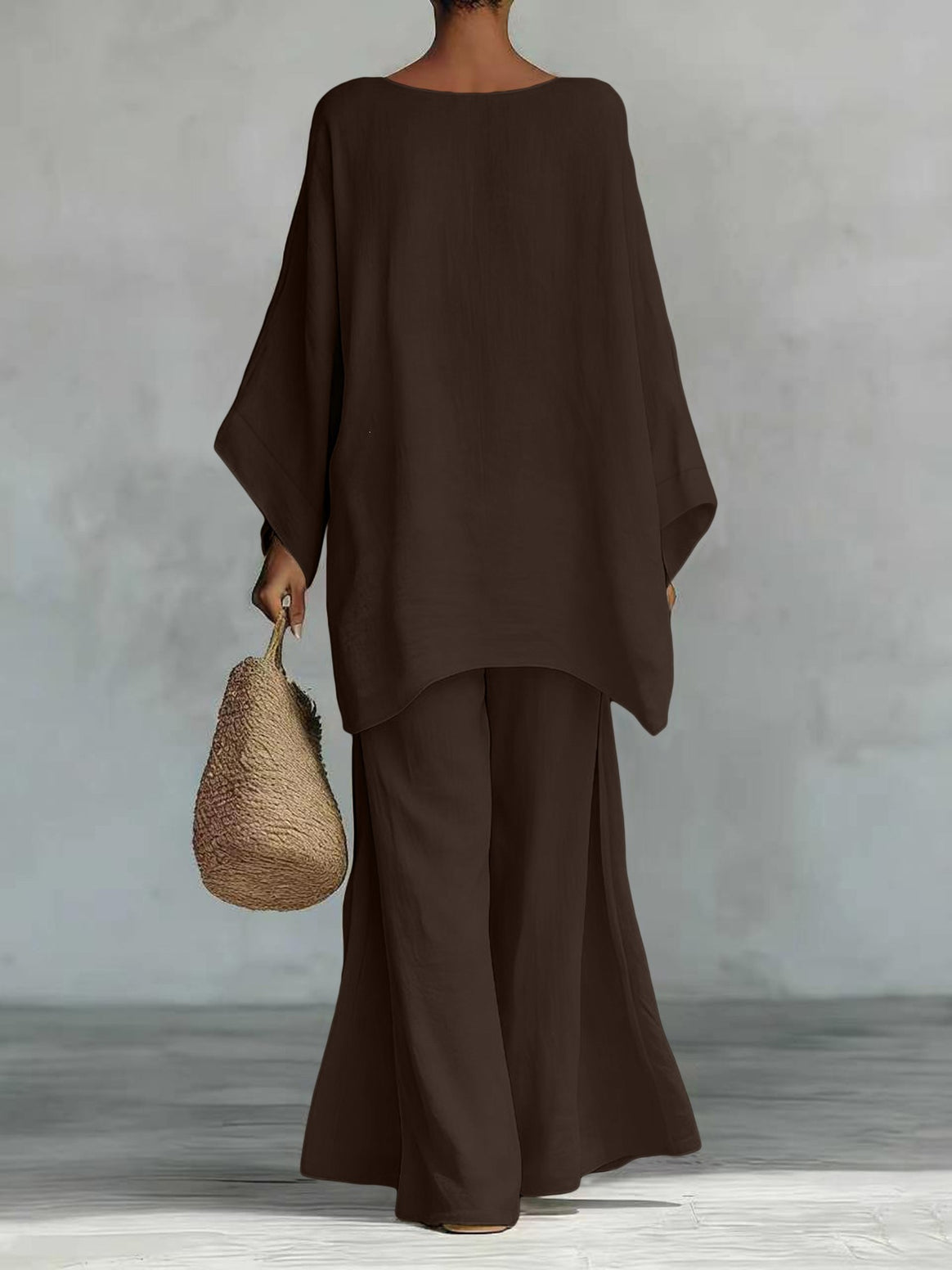 Women Casual Oversized Kaftan Top with Wide Palazzo Pants Mune Fashion