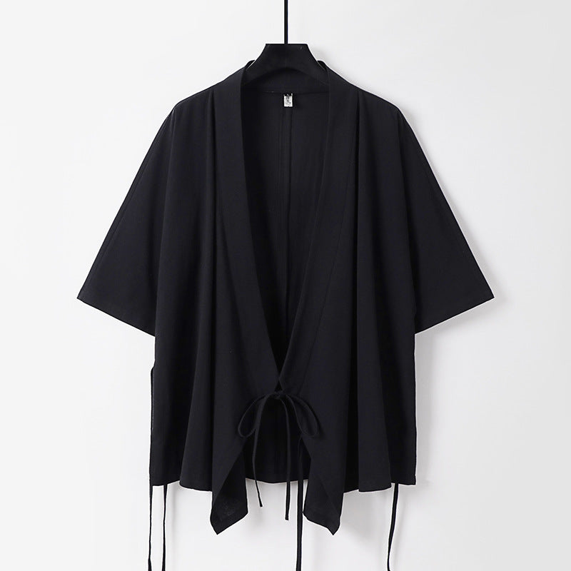 Women's loosely falling kimono jacket with tie belt Mune Fashion