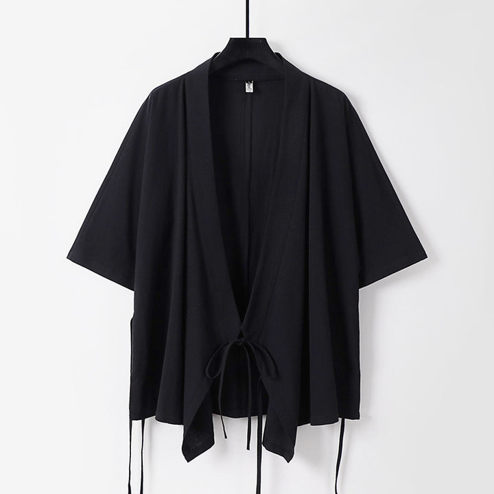 Women's loosely falling kimono jacket with tie belt Mune Fashion
