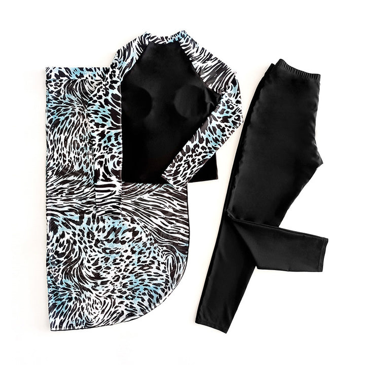 Ladies sporty swimsuit top with long sleeves and fashionable wrap skirt Mune Fashion