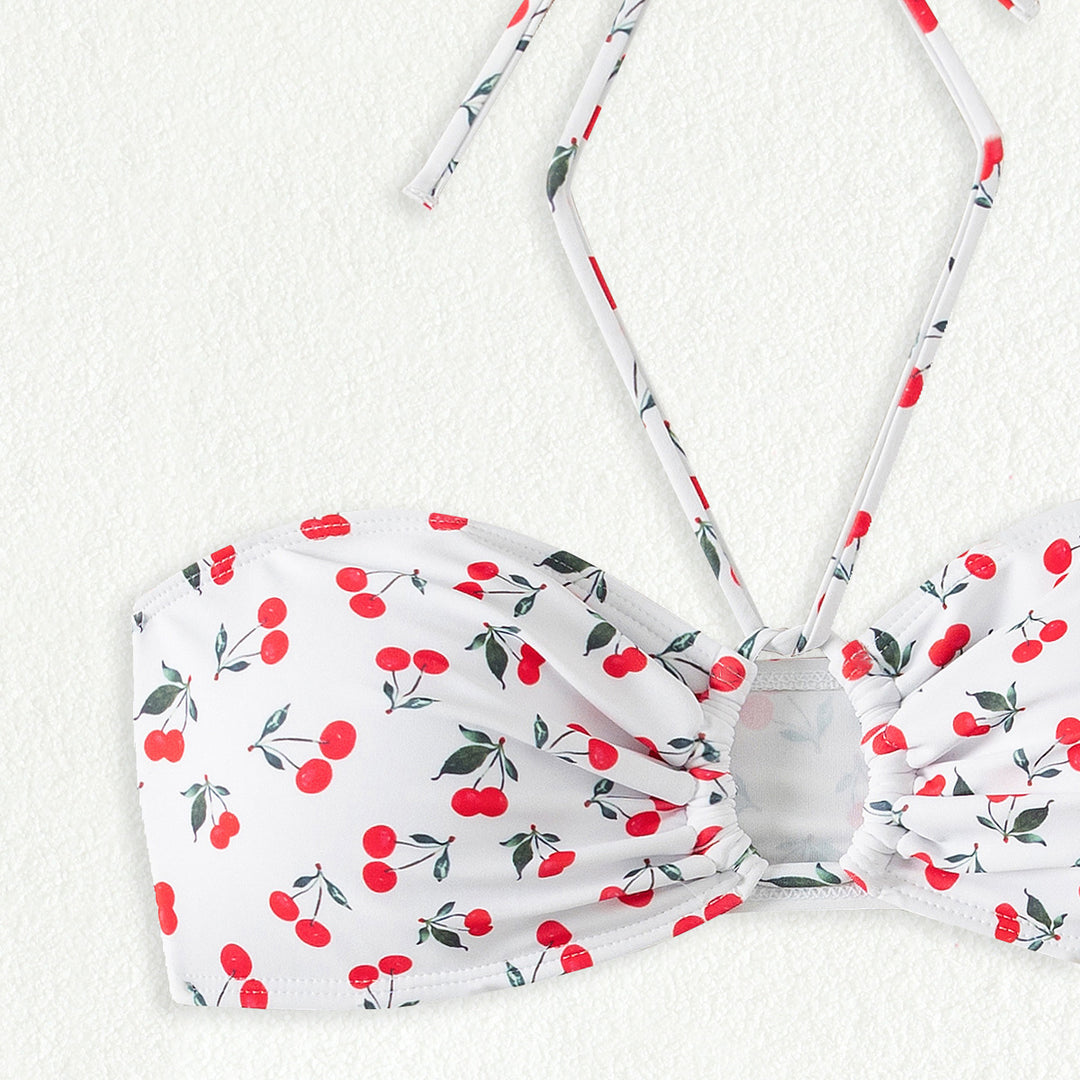 Women's bandeau bikini set with playful cherry pattern Mune Fashion