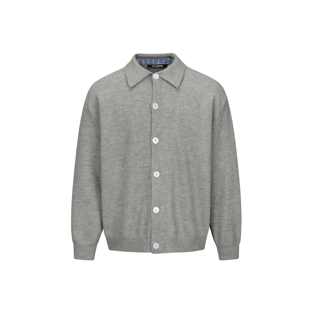 Men's knit cardigan with shirt collar, full button placket and ribbed hem Mune Fashion