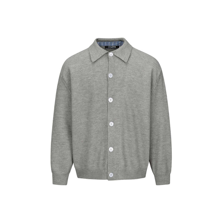 Men's knit cardigan with shirt collar, full button placket and ribbed hem Mune Fashion