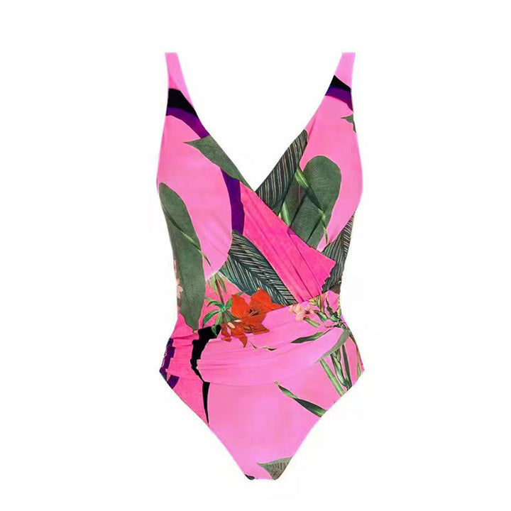 Women's One-Piece Swimsuit with Refined Wrap Design and Floral Print Mune Fashion