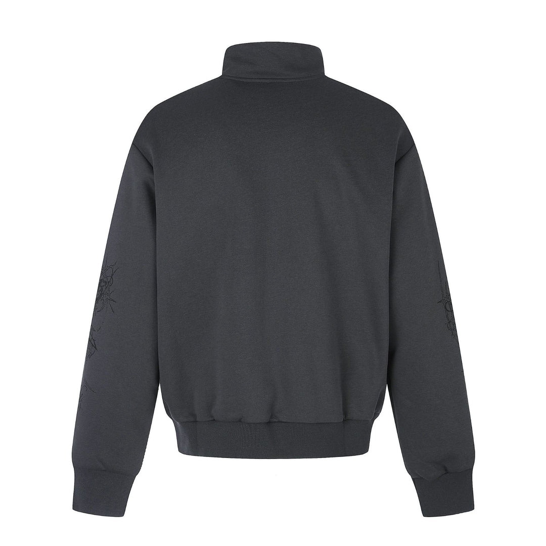 Women's Oversized Sweat Jacket with Stand-up Collar and Leopard Print Mune Fashion