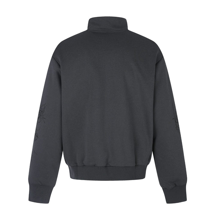 Women's Oversized Sweat Jacket with Stand-up Collar and Leopard Print Mune Fashion