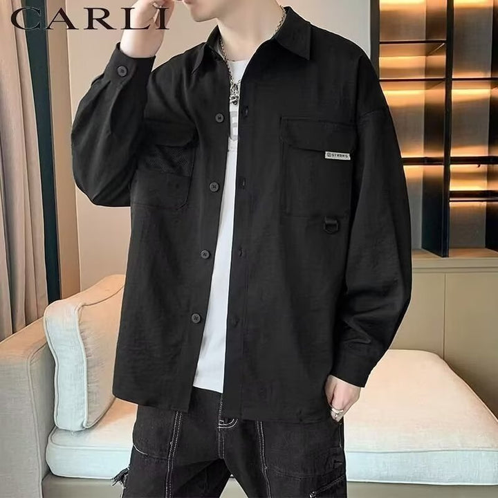 Men's utility-style overshirt jacket with patch flap pockets Mune Fashion