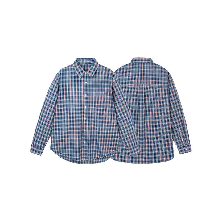 Men's Casual Check Shirt in Overshirt Style with Button-Down Collar and Rounded Hem Mune Fashion