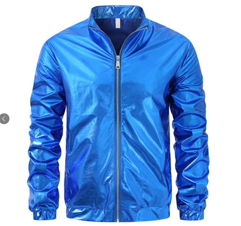 Men's nan bomber jacket with full zip, reflective metallic finish, and elastic cuffs Mune Fashion