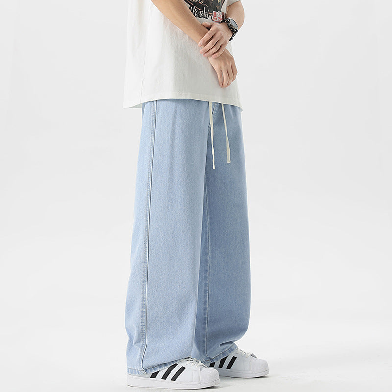 Men's Oversize Denim Baggy Pants with Drawstring and Stonewashed Cotton Mix Mune Fashion