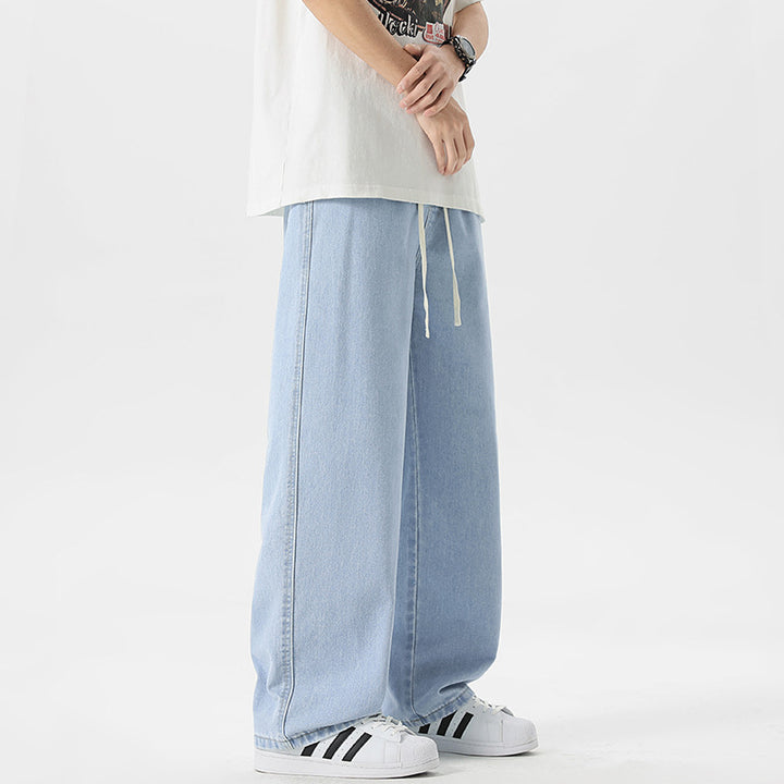 Men's Oversize Denim Baggy Pants with Drawstring and Stonewashed Cotton Mix Mune Fashion