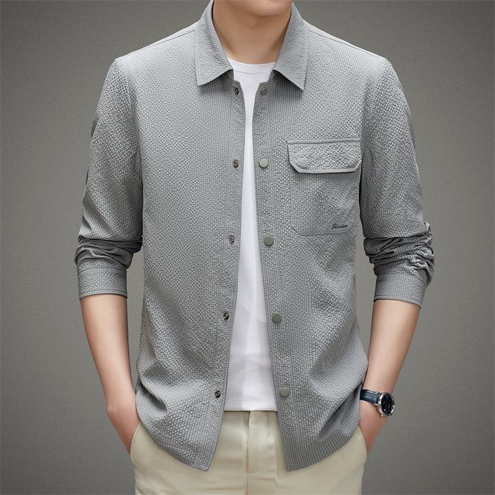 Men's Casual Structured Overshirt with Chest Pocket and Button Placket Mune Fashion