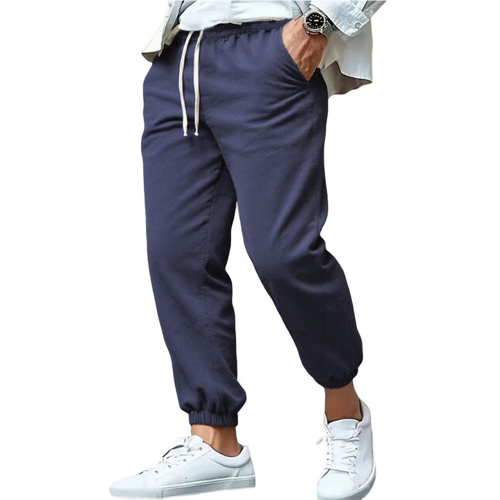 Men's nan tapered sweat joggers with elastic waistband, drawstring, and cuffed hems Mune Fashion