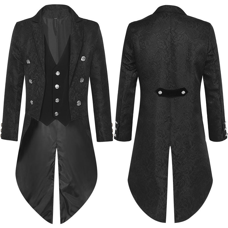 Men's embroidered tailcoat with swallowtail, embroidered lapel and ornamental cuff trim Mune Fashion
