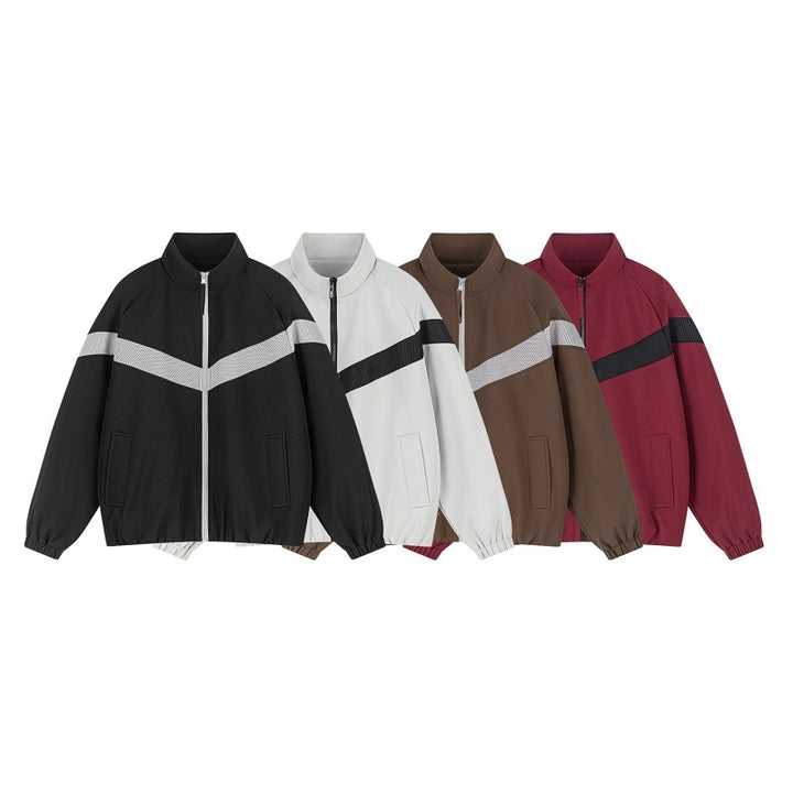 Unisex Light Training Jacket in Retro Sports Style with V-shaped Reflective Insert Mune Fashion