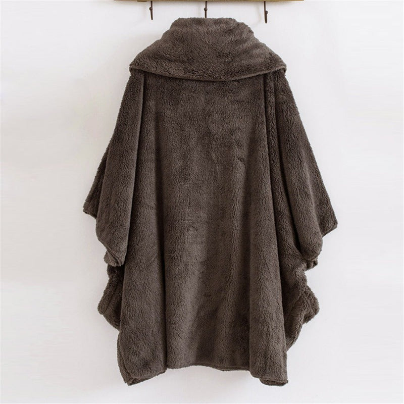 Women Oversize Cozy Poncho with large funnel neck and kangaroo pockets Mune Fashion