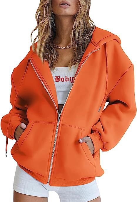 Women oversized hoodie jacket with full zip and kangaroo pockets Mune Fashion