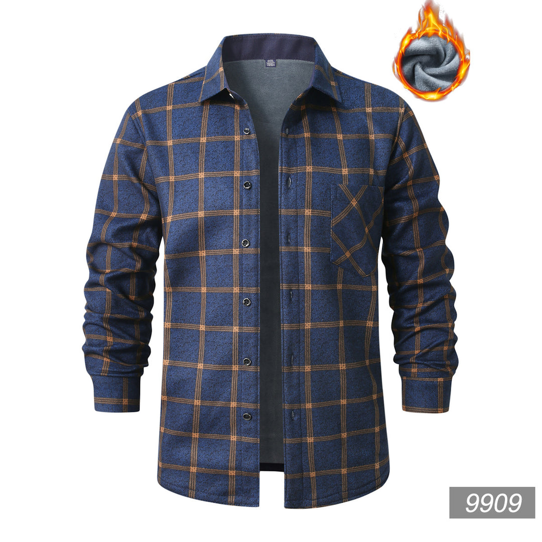 Men's checked flannel shirt with warming fleece lining and patch chest pocket Mune Fashion