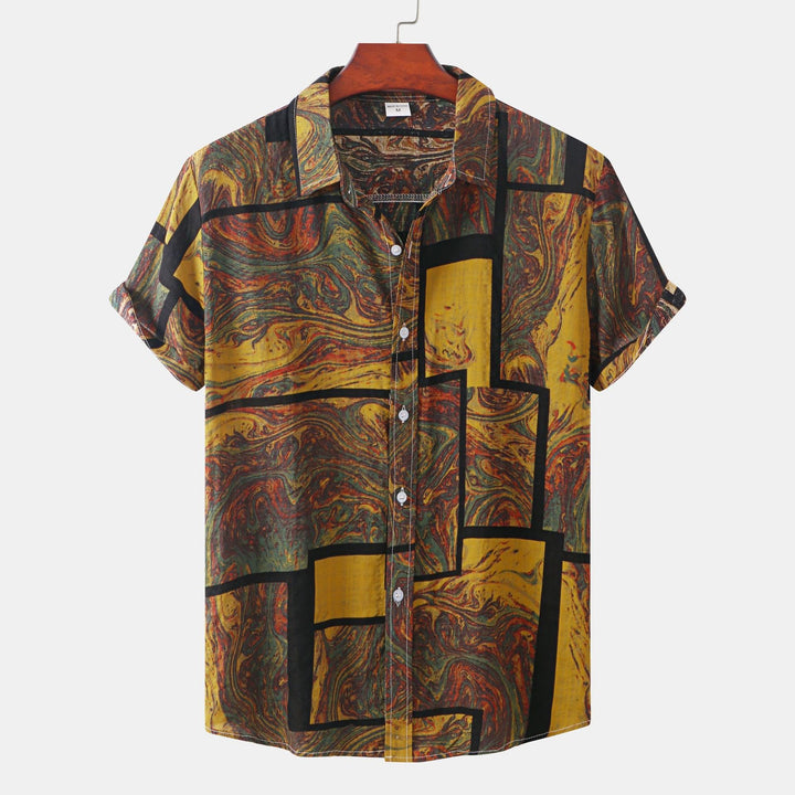 Men's short sleeve shirt with modern marble design and airy cut Mune Fashion