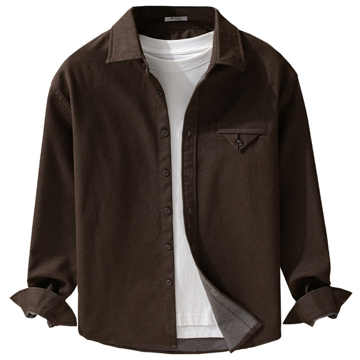 Men's Cotton Denim Overshirt with Flap Pocket and Relaxed Fit Mune Fashion