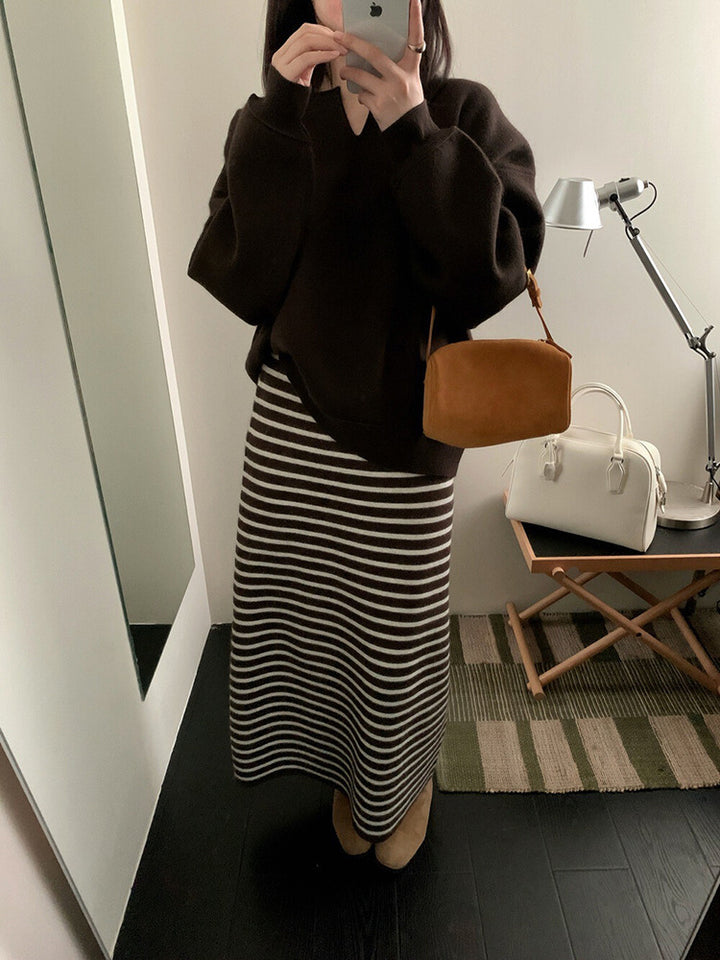 Women's Long Striped Jersey Dress Mune Fashion