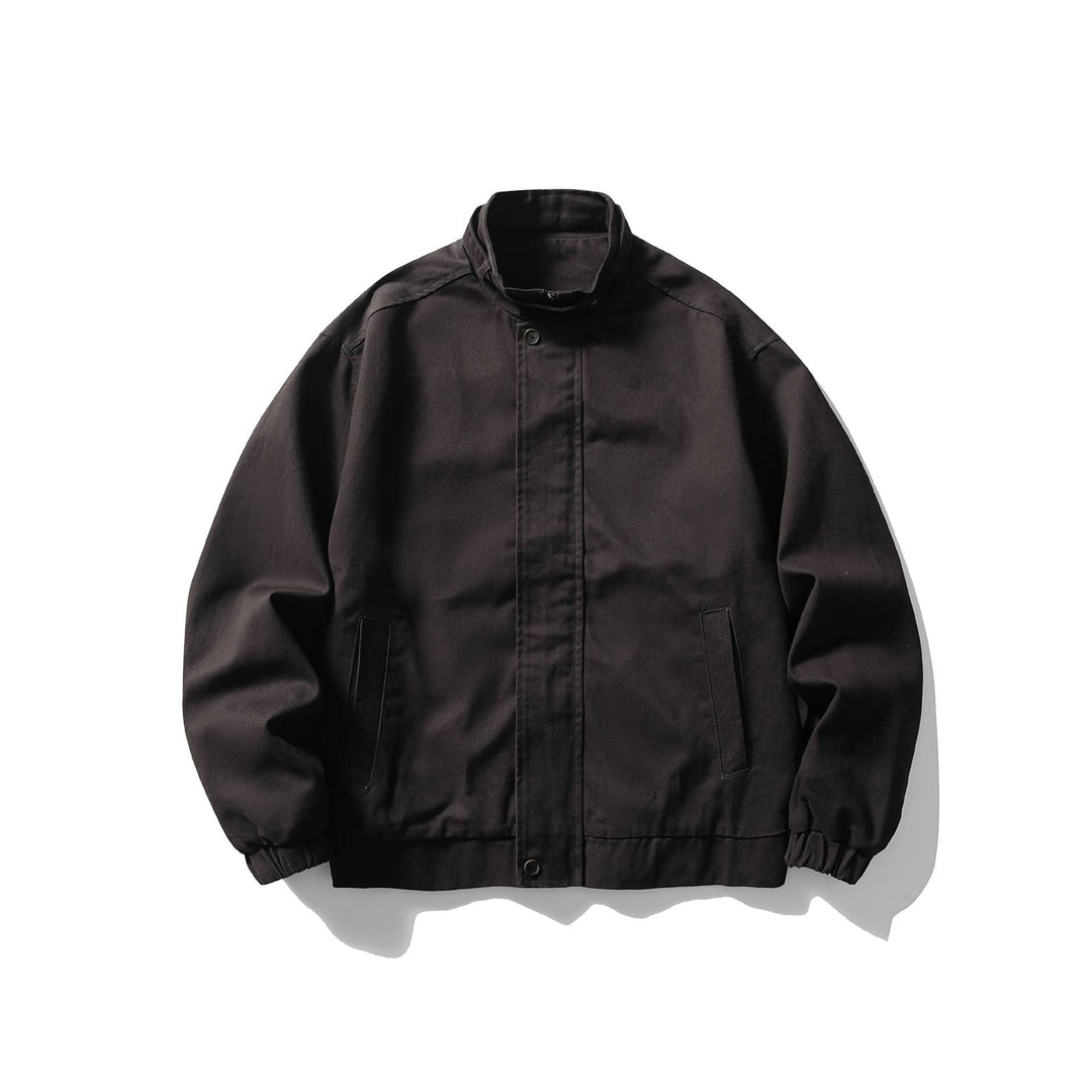 Men's Short Cut Functional Canvas Blouson Jacket with High Stand-Up Collar Mune Fashion
