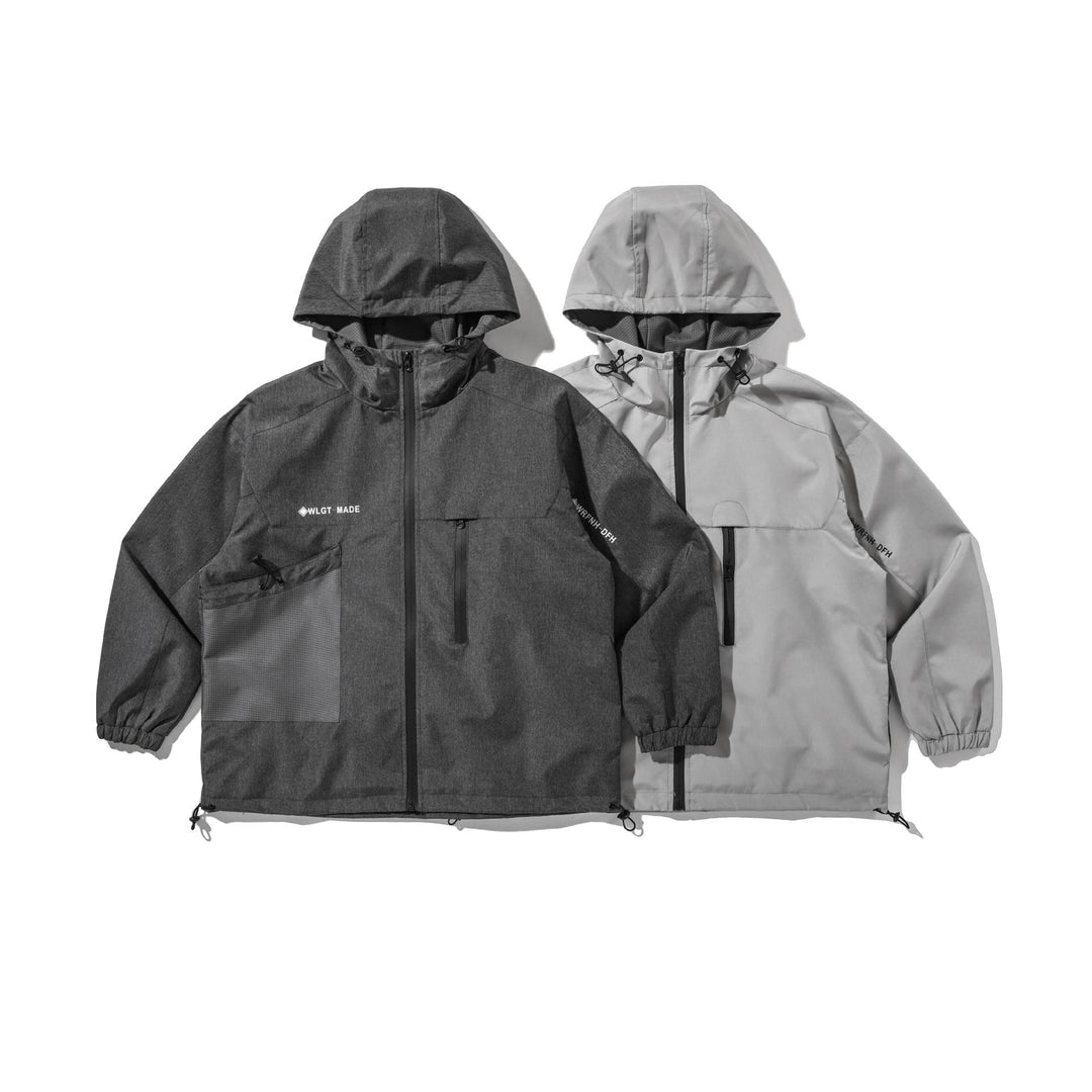 Unisex Technical Shell Jacket with Hood, Utility Pockets and Drawstring Mune Fashion