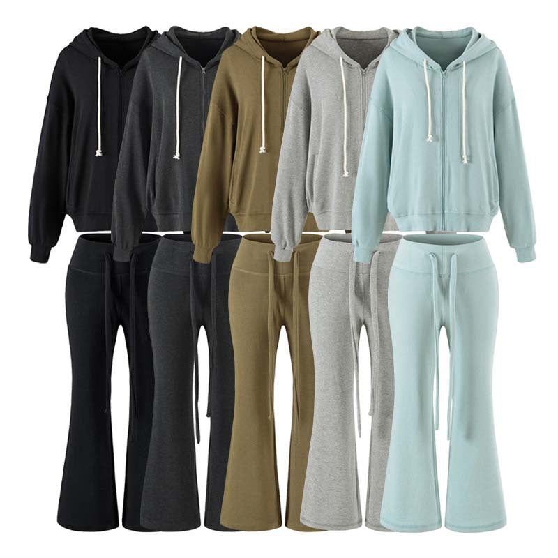 Women's Two-Piece Lounge Set with Zip Hoodie and Flared Jogging Pants Mune Fashion