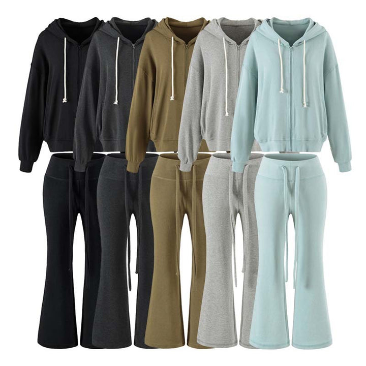 Women's Two-Piece Lounge Set with Zip Hoodie and Flared Jogging Pants Mune Fashion