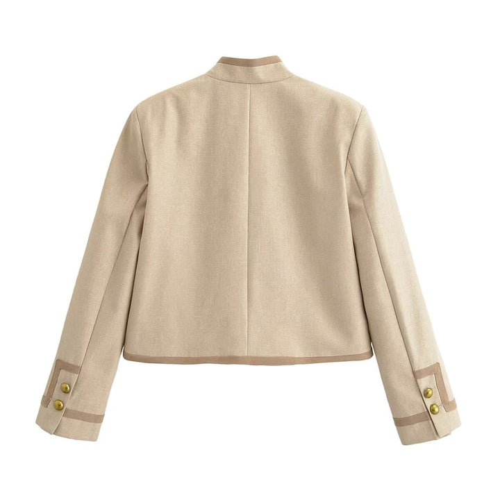 Ladies short jacket with mandarin collar and decorative toggle closures Mune Fashion