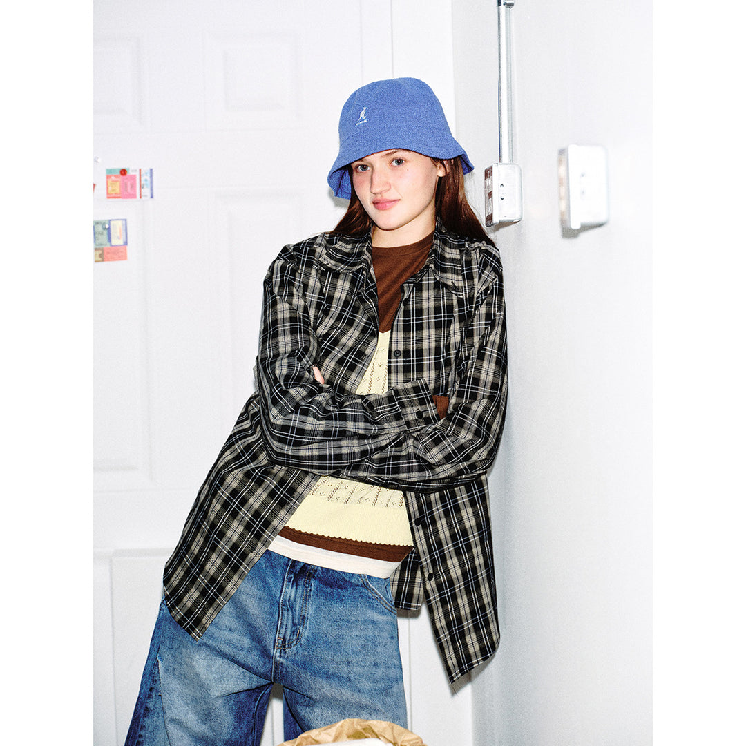 Men's relaxed check shirt made of soft brushed flannel with extended back and round hem