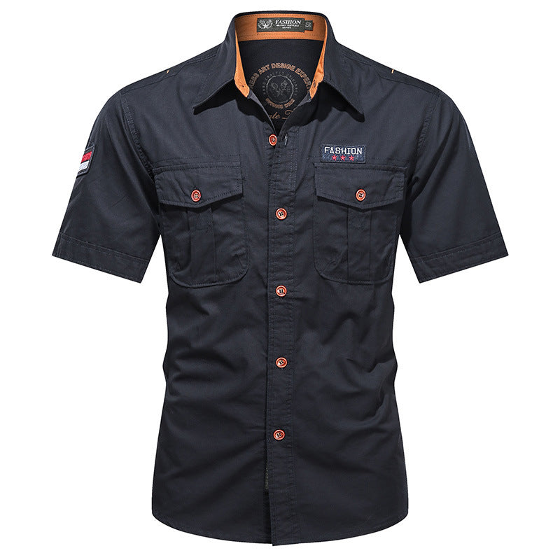 Men's  utility long-sleeve cotton work shirt with dual chest pockets Mune Fashion
