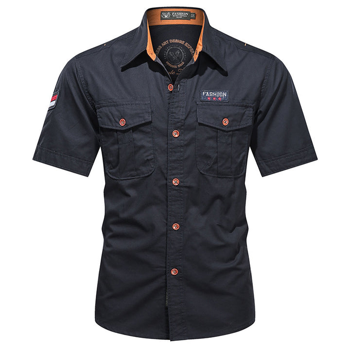 Men's  utility long-sleeve cotton work shirt with dual chest pockets Mune Fashion